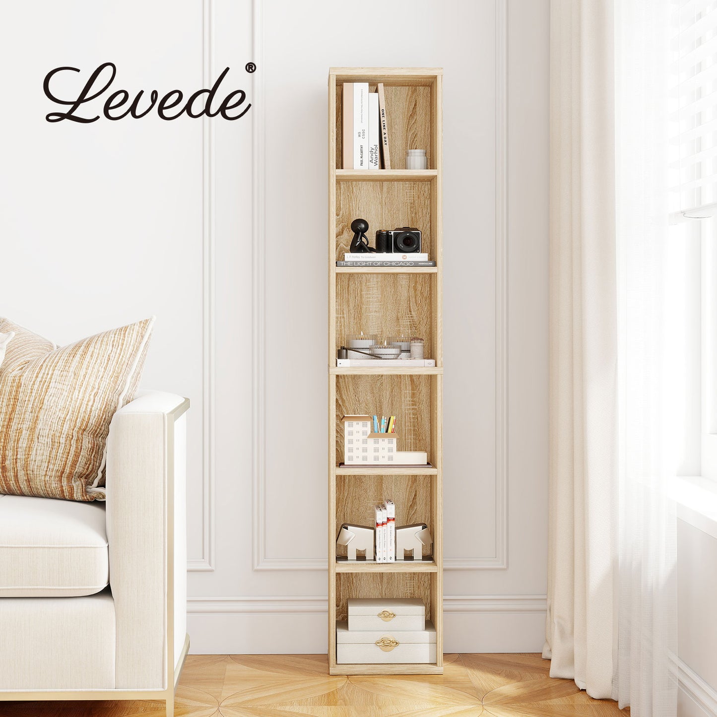 Levede Bookcases Book Shelf Shelving Storage Unit Slim Wood Office Home Wood