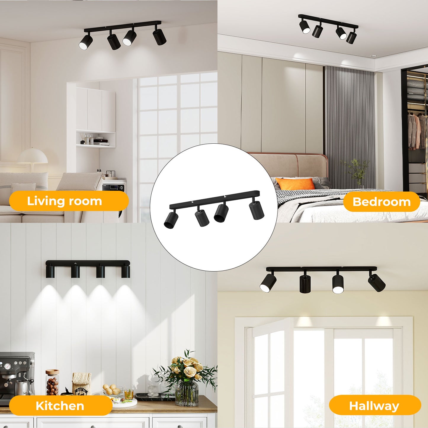 EMITTO Ceiling Spotlight Adjustable Kitchen Bar Spot Light LED GU10 No Bulbs