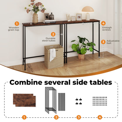 Narrow Console Table Slim Entryway Hallway Sofa Table Display Shelf Industrial