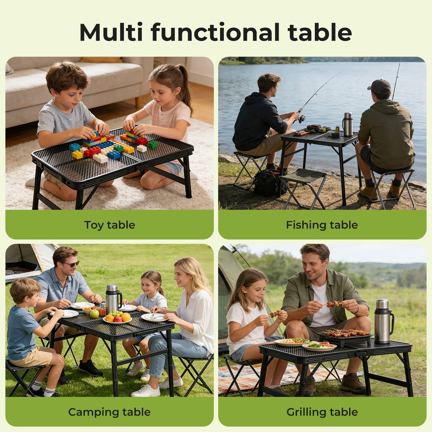 Levede Folding Camping Table Adjustable Height Aluminium Picnic Desk Portable