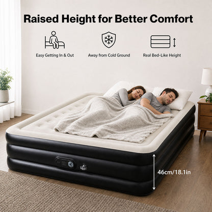 Lavio King Size Air Mattress Built in Pump High Raised Inflatable Bed Waterproof