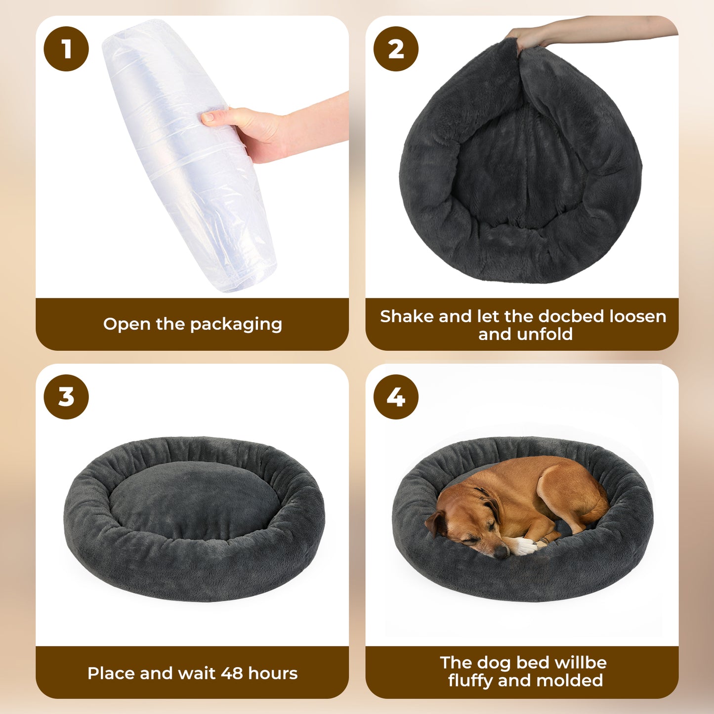 Skylos Dog Bed Donut Cushion Calming Anti Anxiety Large Pet Beds Washable Plush