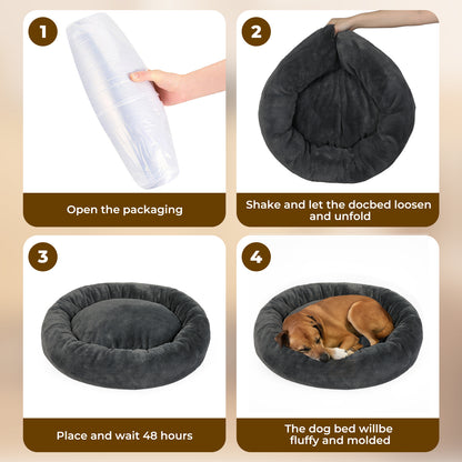 Skylos Dog Bed Small Donut Soft Plush Pet Cat Beds Calming Anti Anxiety Washable