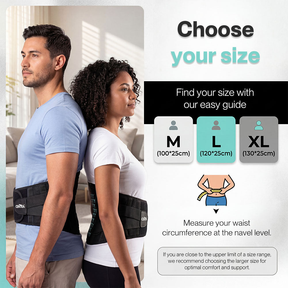Centra Back Lumbar Support Belt Lower Back Brace for Lifting Work Pain Relief