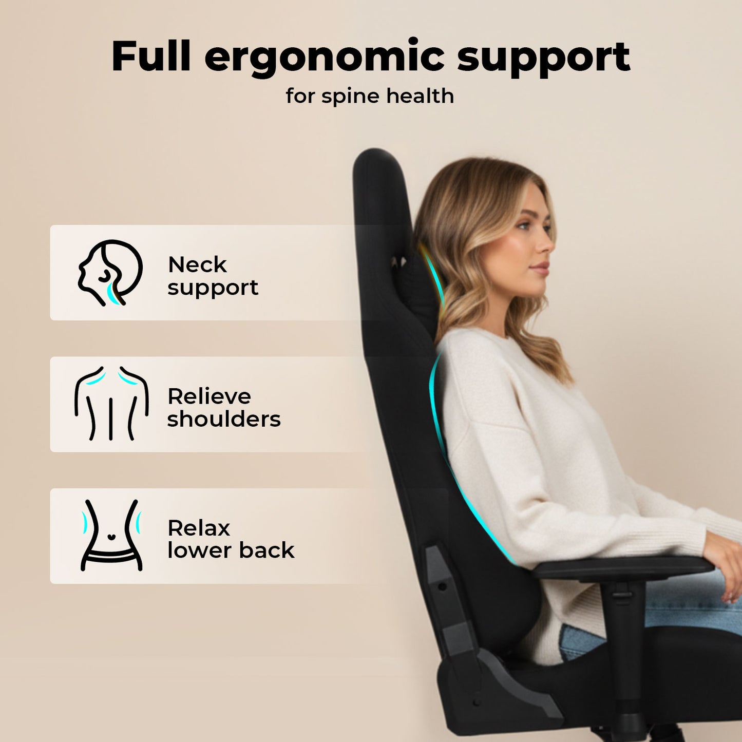 Ergonomic Office Chair Reclining Executive Chair Spring Seat Adjustable Armrest