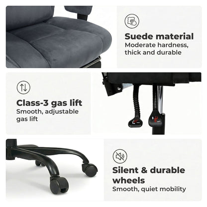 Levede Ergonomic Office Chair Suede Recline Pressure Relief Spring Seat Footrest