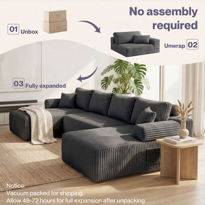 Levede Modular Sectional Sofa 4 Seater Convertible Bed Corduroy Boneless Couches