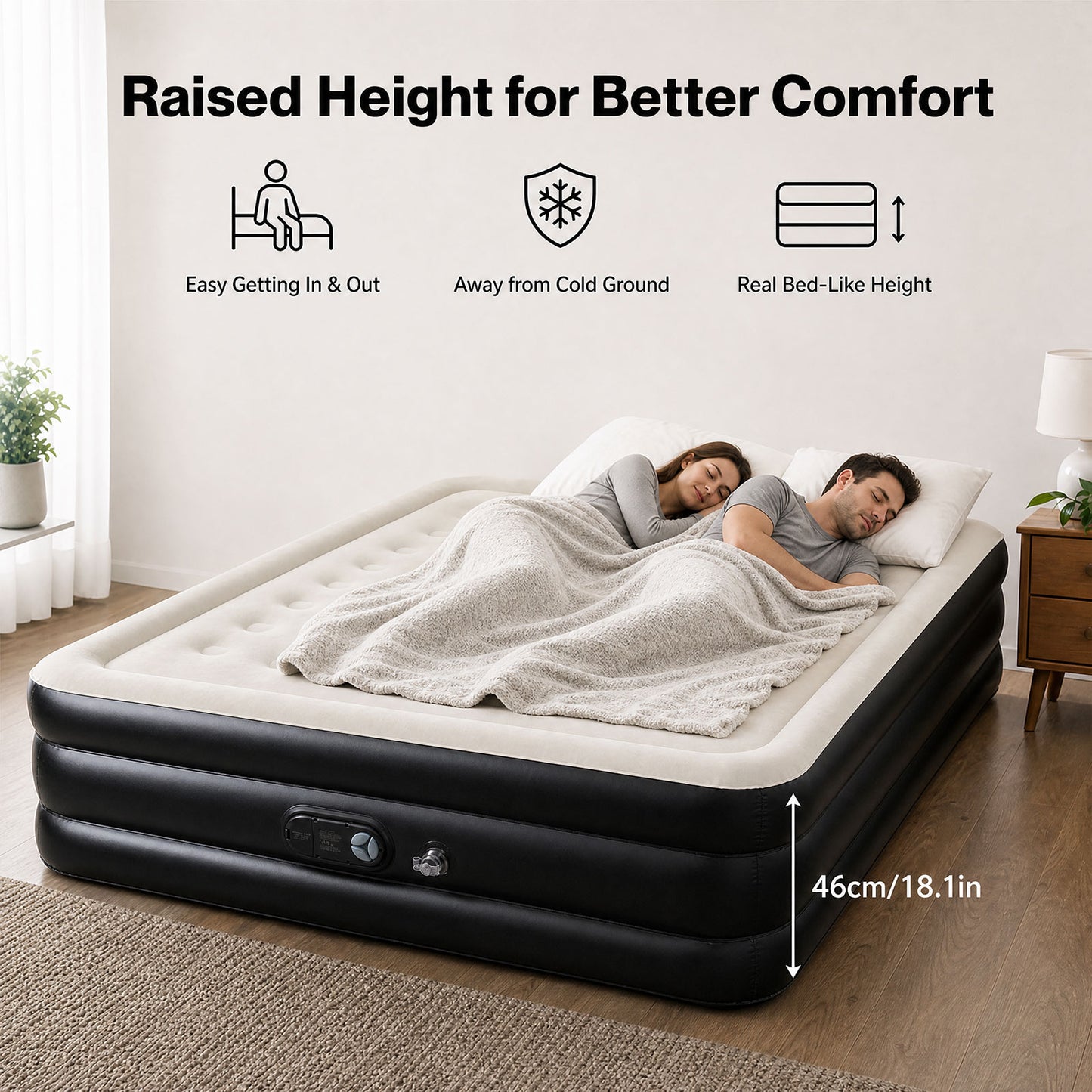 Lavio Air Mattress Built in Pump King Single Size High Raised Inflatable Air Bed