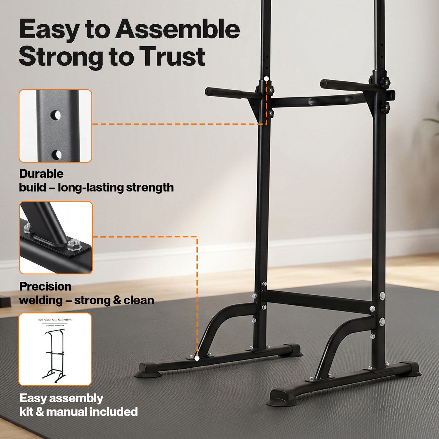 Centra Pull Up Station  9-Height Adjustable  150kg Carbon Steel  Black