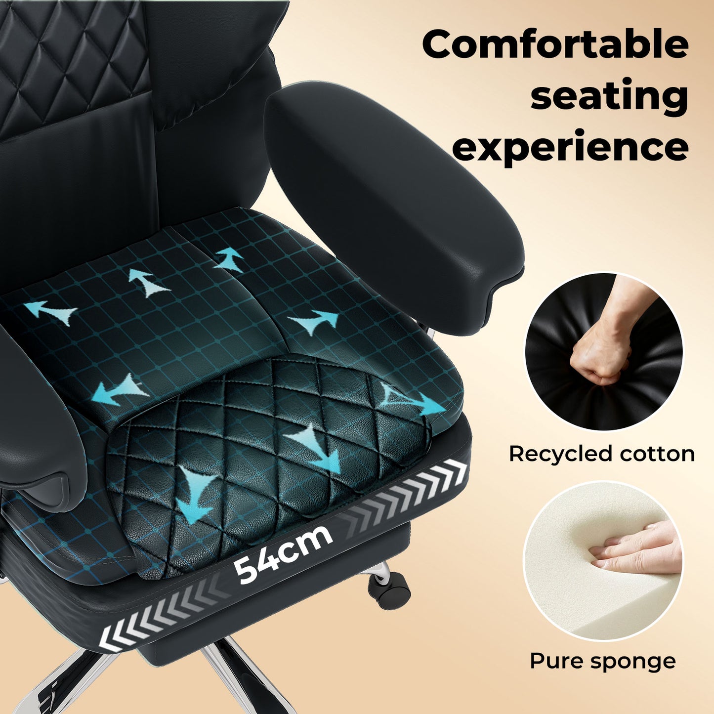 Levede Executive Office Chair Ergonomic High Back Spring Cushion Seat Footrest