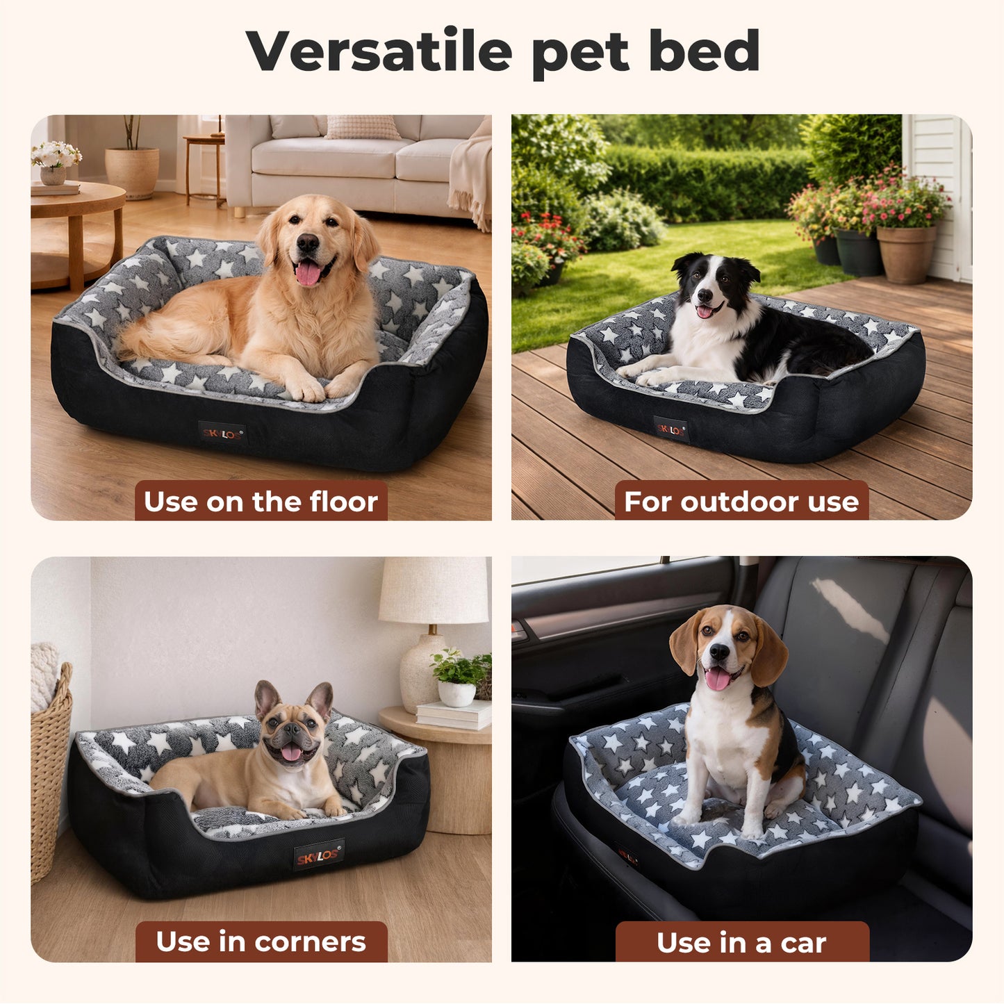 Skylos Orthopedic Pet Bed Non-Slip Corduroy Flannel for Small Large Dogs Durable