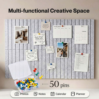 Levede Felt Notice Board 12PCS Wall Tiles Pin Board Self Adhesive Grey 30x30cm