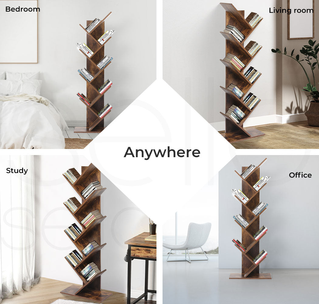 Levede Bookshelf Tree Bookcases Book Storage Wooden 8 Tier  Home Display Stand