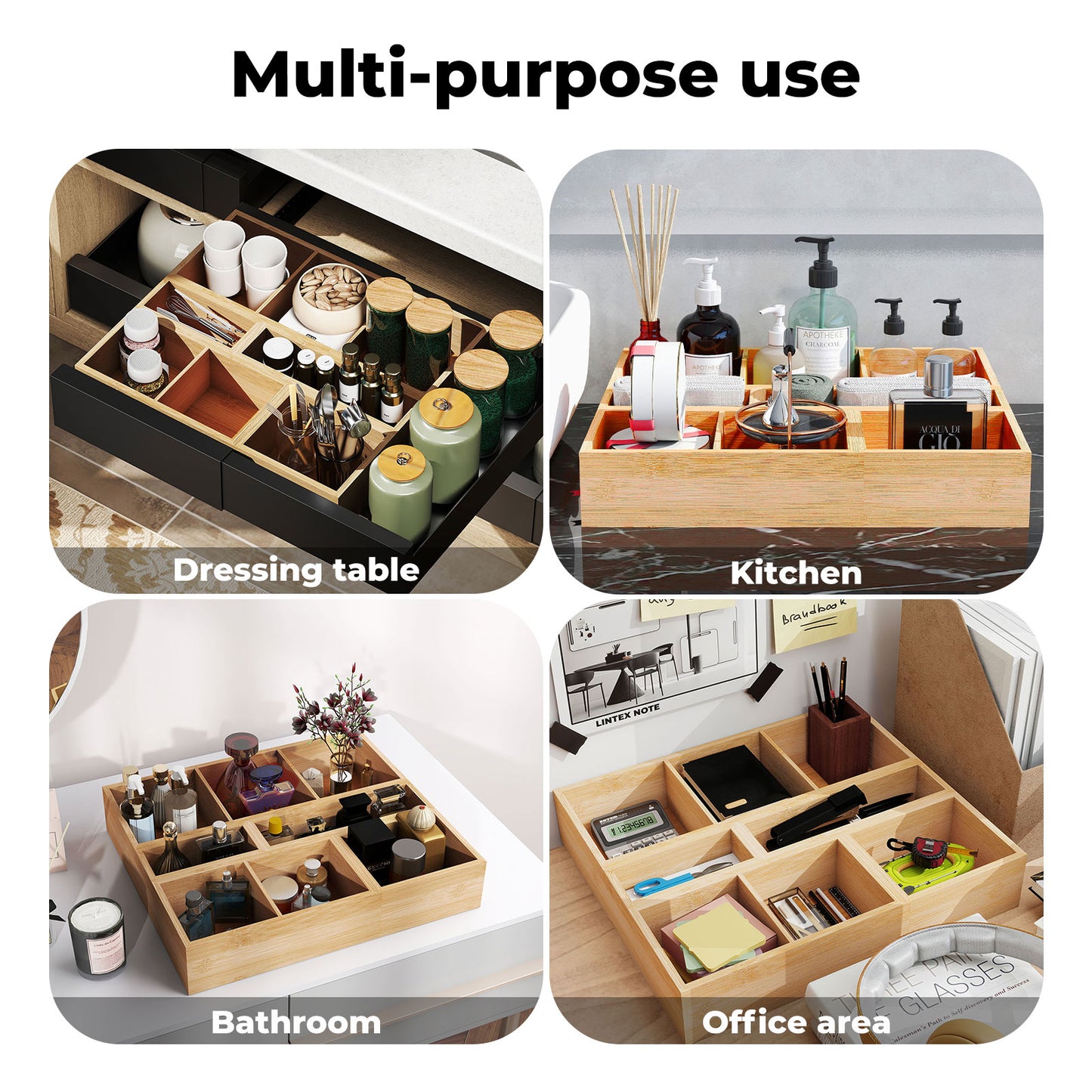Toque Cutlery Tray Kitchen Drawer Organiser Extendable Bamboo Utensils Storage