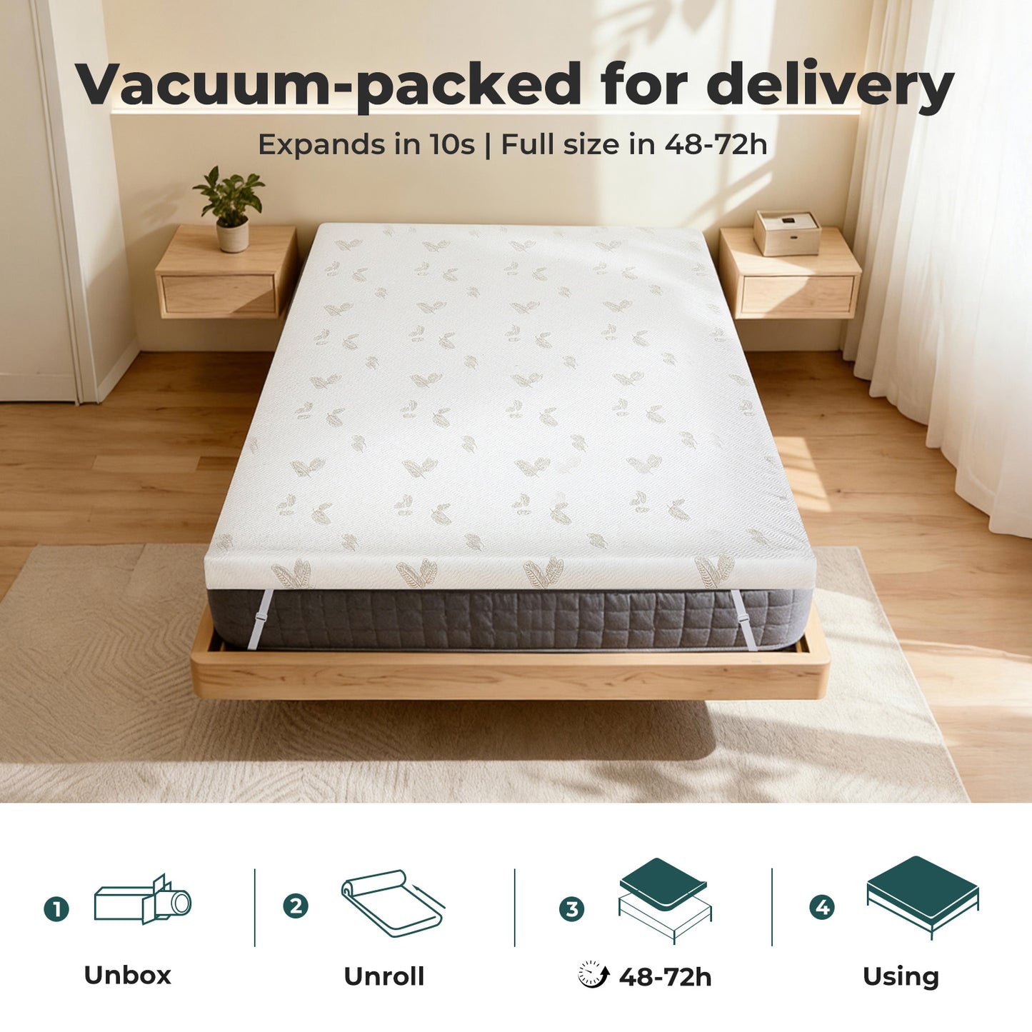 Lavio Memory Foam Mattress Topper 7cm Single Dual Layer Pressure Relief Washable