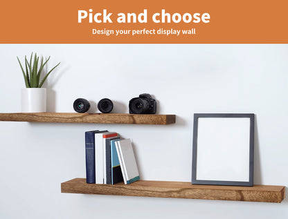Wall Floating Shelves Wooden Mounted Storage Free Brackets Set 2Pcs 35.5IN 90CM