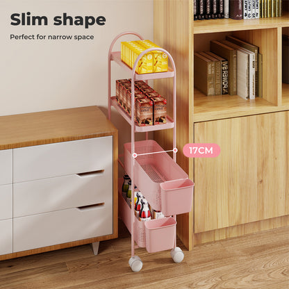 Levede Slim Stroage Trolley Cart on Wheel for Kitchen Bathroom Narrow Space Rack