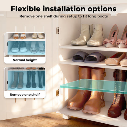Levede Shoe Cabinet 4-Tier Door Entryway Storage Rack Organizer Cupboard White