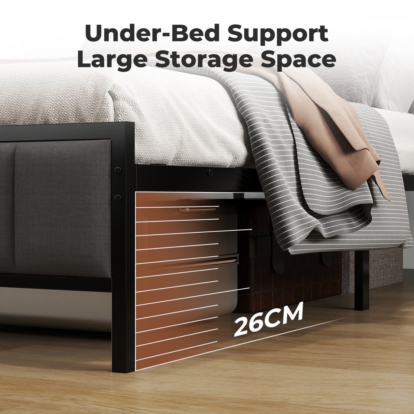 Levede Led Ottoman Bed Frame with Storage Upholstered Single Double King USB