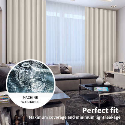 Marlow 2x Thermal Blockout Curtains Eyelet Ring Top UV Blockout Machine Washable
