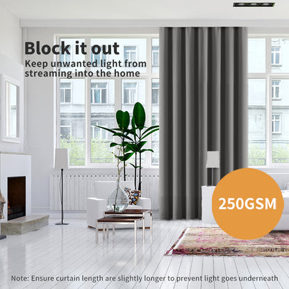 Marlow Thick Thermal Blockout Curtains 2x Eyelet Ring 167x183cm Machine Washable