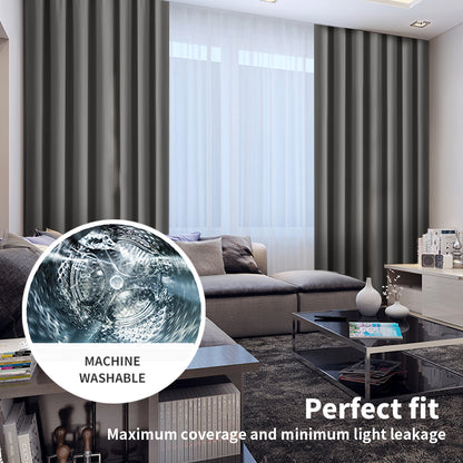 Marlow Thick Thermal Blockout Curtains 2x Eyelet Ring 167x183cm Machine Washable
