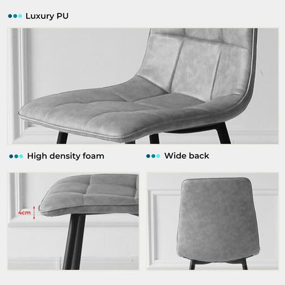 Levede Padded Dining Chairs Faux Leather for Kitchen Home Office - Set of 4