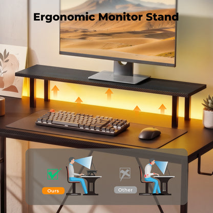 Levede Gaming Desk with LED Lights Shelf Corner L-Shaped Computer Table Charging