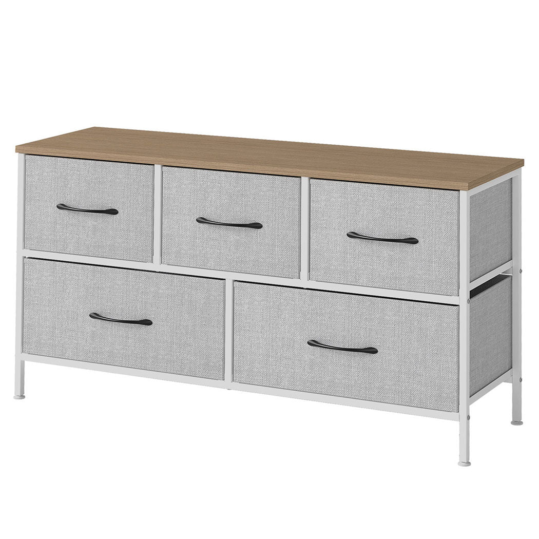 Levede Fabric Chest of Drawers 5 Drawer Dresser Bedside Storage Organizer Unit