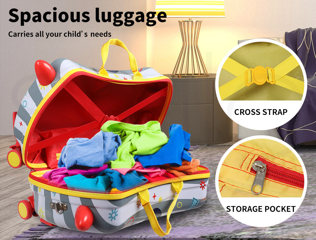 Dekko 17' ' Kids Luggage Ride On Suitcase on Wheel with Scooter for Travel Seat