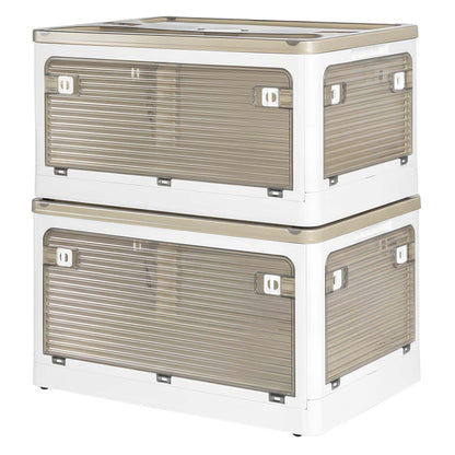 Levede 2x Storage Box Wheeled Container with Lid Folding Clothes Toy Organizer