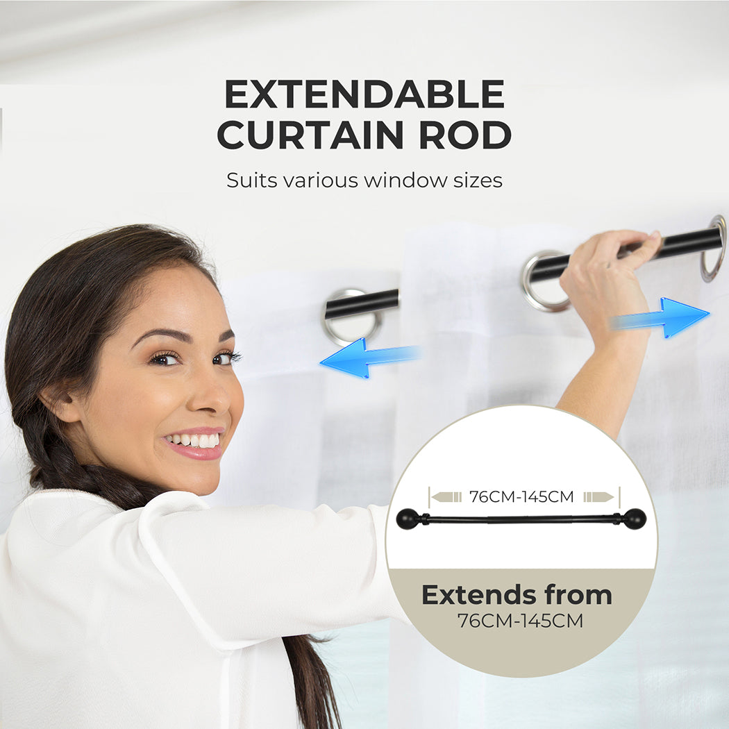Marlow Steel Curtain Rod Quiet Rail Pole Set Extendable Adjustable Home Hotel